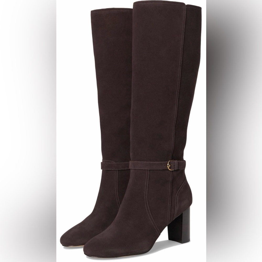 Cole Haan Women's Brown Suede Boots Size 11 B Glendale Tall Buckle